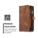 CaseMe for iPhone 6 & 6s Multifunctional Leather Billfold with Detachable Magnetic PC Back Protective Case & 10 Card Slots & 3 Cash Slots & 2 Photo Frames & 1 Zipper Wallet & 3 Magnetic Clasps & Holder(Coffee)