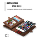 CaseMe for iPhone 6 & 6s Multifunctional Leather Billfold with Detachable Magnetic PC Back Protective Case & 10 Card Slots & 3 Cash Slots & 2 Photo Frames & 1 Zipper Wallet & 3 Magnetic Clasps & Holder(Coffee)