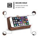 CaseMe for iPhone 6 & 6s Multifunctional Leather Billfold with Detachable Magnetic PC Back Protective Case & 10 Card Slots & 3 Cash Slots & 2 Photo Frames & 1 Zipper Wallet & 3 Magnetic Clasps & Holder(Coffee)