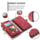 CaseMe for iPhone 6 & 6s Multifunctional Leather Billfold with Detachable Magnetic PC Back Protective Case & 10 Card Slots & 3 Cash Slots & 2 Photo Frames & 1 Zipper Wallet & 3 Magnetic Clasps & Holder(Red)