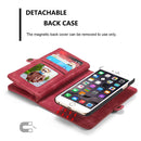 CaseMe for iPhone 6 & 6s Multifunctional Leather Billfold with Detachable Magnetic PC Back Protective Case & 10 Card Slots & 3 Cash Slots & 2 Photo Frames & 1 Zipper Wallet & 3 Magnetic Clasps & Holder(Red)