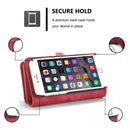 CaseMe for iPhone 6 & 6s Multifunctional Leather Billfold with Detachable Magnetic PC Back Protective Case & 10 Card Slots & 3 Cash Slots & 2 Photo Frames & 1 Zipper Wallet & 3 Magnetic Clasps & Holder(Red)
