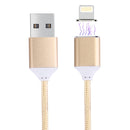 1M Woven Style 2.4A 8 Pin to USB Data Sync Charging Cable Intelligent Metal Magnetism Cable(Gold)