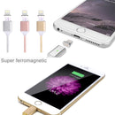1M Woven Style 2.4A 8 Pin to USB Data Sync Charging Cable Intelligent Metal Magnetism Cable(Gold)