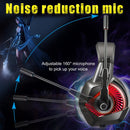 ONIKUMA K6 Over Ear Bass Stereo Surround Gaming Headphone with Microphone & Red Light(Black Red)
