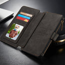 CaseMe for iPhone 6 Plus & 6s Plus Multifunctional Leather Billfold with Detachable Magnetic PC Protective Case & 13 Card Slots & 1 Photo Frames & 1 Zipper Wallet & 2 Magnetic Clasps & Holder(Black)