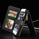 CaseMe for iPhone 6 Plus & 6s Plus Multifunctional Leather Billfold with Detachable Magnetic PC Protective Case & 13 Card Slots & 1 Photo Frames & 1 Zipper Wallet & 2 Magnetic Clasps & Holder(Black)