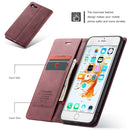 CaseMe-013 Multifunctional Retro Frosted Horizontal Flip Leather Case for iPhone 6 Plus / 6s Plus, with Card Slot & Holder & Wallet(Wine Red)