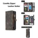 CaseMe for iPhone 6 Plus & 6s Plus Multifunctional Leather Billfold with Detachable Magnetic PC Back Protective Case & 10 Card Slots & 3 Cash Slots & 2 Photo Frames & 1 Zipper Wallet & 3 Magnetic Clasps & Holder(Black)