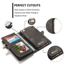 CaseMe for iPhone 6 Plus & 6s Plus Multifunctional Leather Billfold with Detachable Magnetic PC Back Protective Case & 10 Card Slots & 3 Cash Slots & 2 Photo Frames & 1 Zipper Wallet & 3 Magnetic Clasps & Holder(Black)