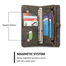 CaseMe for iPhone 6 Plus & 6s Plus Multifunctional Leather Billfold with Detachable Magnetic PC Back Protective Case & 10 Card Slots & 3 Cash Slots & 2 Photo Frames & 1 Zipper Wallet & 3 Magnetic Clasps & Holder(Black)