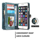 CaseMe for iPhone 6 Plus & 6s Plus Multifunctional Leather Billfold with Detachable Magnetic PC Back Protective Case & 10 Card Slots & 3 Cash Slots & 2 Photo Frames & 1 Zipper Wallet & 3 Magnetic Clasps & Holder(Green)