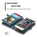 CaseMe for iPhone 6 Plus & 6s Plus Multifunctional Leather Billfold with Detachable Magnetic PC Back Protective Case & 10 Card Slots & 3 Cash Slots & 2 Photo Frames & 1 Zipper Wallet & 3 Magnetic Clasps & Holder(Green)
