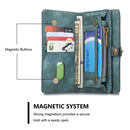 CaseMe for iPhone 6 Plus & 6s Plus Multifunctional Leather Billfold with Detachable Magnetic PC Back Protective Case & 10 Card Slots & 3 Cash Slots & 2 Photo Frames & 1 Zipper Wallet & 3 Magnetic Clasps & Holder(Green)