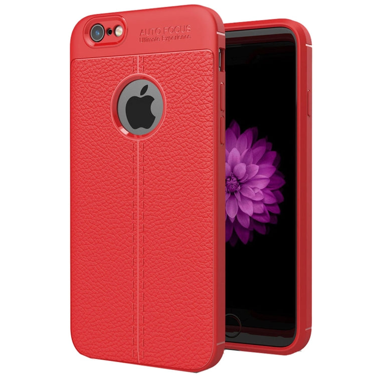 For iPhone 6 Plus & 6s Plus Litchi Texture TPU Protective Back Cover Case (Red)