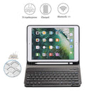 Detachable Bluetooth Keyboard + Horizontal Flip Leather Tablet Case with Holder & Pencil Holder for iPad Pro 9.7 inch, iPad Air, iPad Air 2, iPad 9.7 inch (2017), iPad 9.7 inch (2018) (Blue)