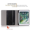 Detachable Bluetooth Keyboard + Horizontal Flip Leather Tablet Case with Holder & Pencil Holder for iPad Pro 9.7 inch, iPad Air, iPad Air 2, iPad 9.7 inch (2017), iPad 9.7 inch (2018) (Blue)