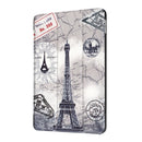 For iPad 9.7 (2018) & iPad 9.7 (2017) Cross Texture Painting Tower Pattern Horizontal Flip Leather Case with Three-folding Holder