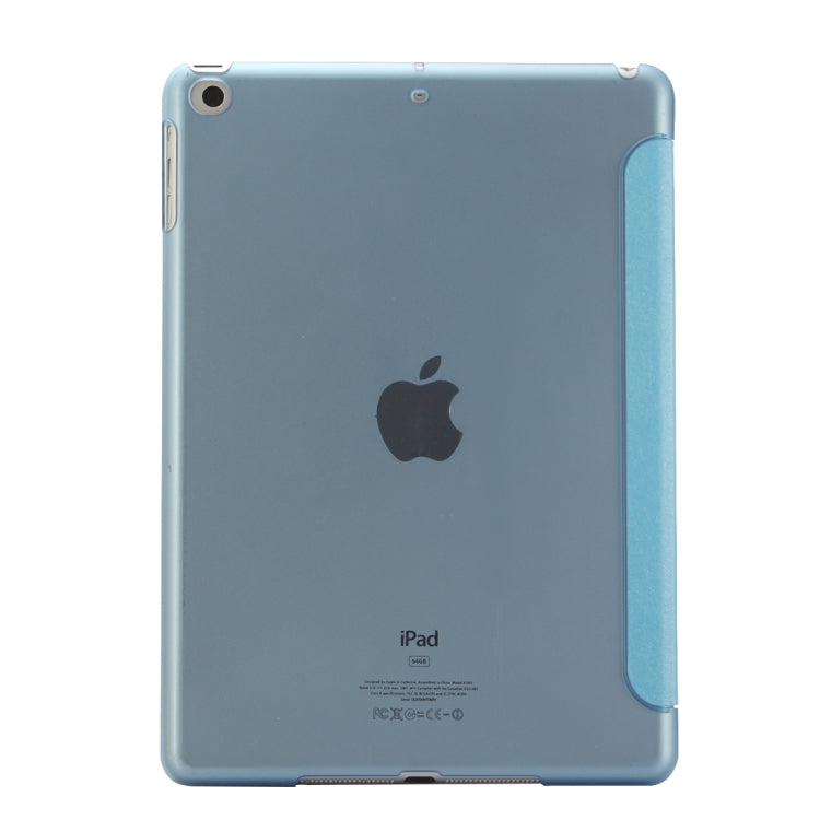 For iPad 9.7 (2018) & iPad 9.7 inch (2017) & iPad Air Silk Texture Horizontal Flip Leather Case with Three-folding Holder(Blue)