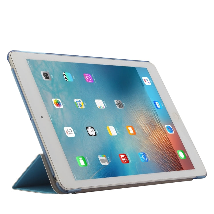 For iPad 9.7 (2018) & iPad 9.7 inch (2017) & iPad Air Silk Texture Horizontal Flip Leather Case with Three-folding Holder(Blue)