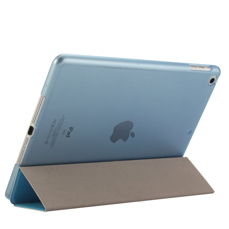 For iPad 9.7 (2018) & iPad 9.7 inch (2017) & iPad Air Silk Texture Horizontal Flip Leather Case with Three-folding Holder(Blue)