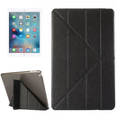 For iPad 9.7 (2018) & iPad 9.7 (2017) & iPad Air Silk Texture Horizontal Deformation Flip Leather Case with Three-folding Holder(Black)