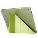 For iPad 9.7 (2018) & iPad 9.7 (2017) & iPad Air Silk Texture Horizontal Deformation Flip Leather Case with Three-folding Holder(Green)