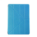 For iPad 9.7 (2018) & iPad 9.7 (2017) & iPad Air Silk Texture Horizontal Deformation Flip Leather Case with Three-folding Holder(Blue)