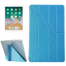 For iPad 9.7 (2018) & iPad 9.7 (2017) & iPad Air Silk Texture Horizontal Deformation Flip Leather Case with Three-folding Holder(Blue)