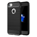 For iPhone 8 & 7 Brushed Texture Fiber TPU Rugged Armor Protective Case(Black)