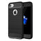 For iPhone 8 & 7 Brushed Texture Fiber TPU Rugged Armor Protective Case(Black)
