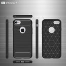 For iPhone 8 & 7 Brushed Texture Fiber TPU Rugged Armor Protective Case(Black)