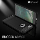 For iPhone 8 & 7 Brushed Texture Fiber TPU Rugged Armor Protective Case(Black)