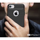For iPhone 8 & 7 Brushed Texture Fiber TPU Rugged Armor Protective Case(Black)