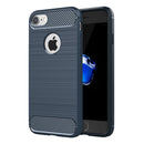 For iPhone 8 & 7 Brushed Texture Fiber TPU Rugged Armor Protective Case(Dark Blue)