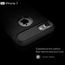 For iPhone 8 & 7 Brushed Texture Fiber TPU Rugged Armor Protective Case(Dark Blue)