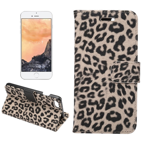 For iPhone 8 & 7 Leopard Pattern Horizontal Flip Leather Case with Holder & Card Slots & Wallet(Brown)