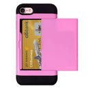 For iPhone 8 & 7 Slide Style TPU + PC Combination Case with Card Slot(Pink)