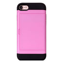For iPhone 8 & 7 Slide Style TPU + PC Combination Case with Card Slot(Pink)