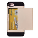For iPhone 8 & 7 Slide Style TPU + PC Combination Case with Card Slot(Gold)