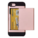 For iPhone 8 & 7 Slide Style TPU + PC Combination Case with Card Slot(Rose Gold)