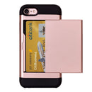 For iPhone 8 & 7 Slide Style TPU + PC Combination Case with Card Slot(Rose Gold)