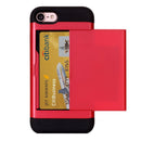 For iPhone 8 & 7 Slide Style TPU + PC Combination Case with Card Slot(Red)