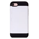 For iPhone 8 & 7 Slide Style TPU + PC Combination Case with Card Slot(White)