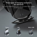 Q2 15W Universal Rotation Infrared Induction Magnetic Car Wireless Charging Mobile Phone Holder with Micro USB + 8 Pin + Type-C / USB-C Magnetic Connector(Silver)