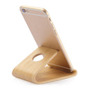JS01 Wooden Desktop Phone Holder Universal Curved Wood Support Frame For Tablet Phones (Bamboo)