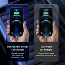 USAMS CC143 C25 50W Dual USB + Type-C 3 Ports Digital Display Wireless FM Car Charger (Black)