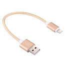 2A Woven Style Metal Head 8 Pin to USB Data / Charger Cable, Cable Length: 20cm(Gold)