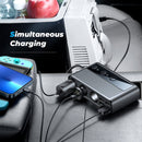 JOYROOM JR-CL06 9 in 1 154W PD USB-C / Type-C + Dual QC3.0 USB + 3 USB + 3 Cigarette Lighter Holes Digital Display Car Charger (Black)