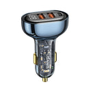 USAMS US-CC158 125W Type-C / USB-C + Dual USB Transparent Digital Display Car Charger(Blue)
